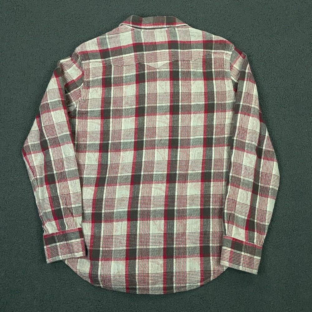 RRL Ralph Lauren Plaid Double Cloth Western Shirt Mens Large Flannel Pearl snap - Picture 5 of 9